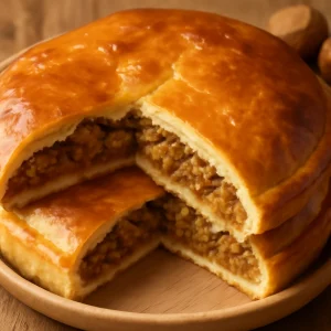 Édes diós pite, gazdag diótöltelékkel és puha tésztával