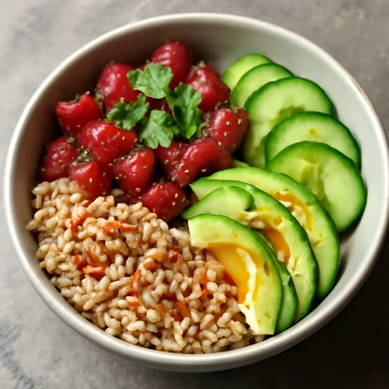 Poké bowl barna rizzsel, tonhallal, avokádóval és friss korianderrel tálalva