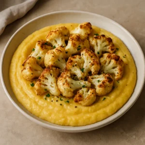 Selymes polenta pirult karfiolrózsákkal, olaszos hangulatban