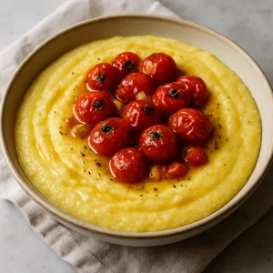 KrÃ©mes polenta sÃ¼lt koktÃ©lparadicsommal Ã©s parmezÃ¡nnal