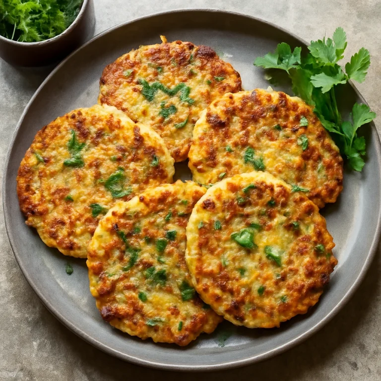 Potato-onion chilla, sült burgonyás és hagymás falatok, friss korianderrel