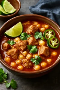 Autentikus mexikói pozole, sertéshússal és hominy kukoricával