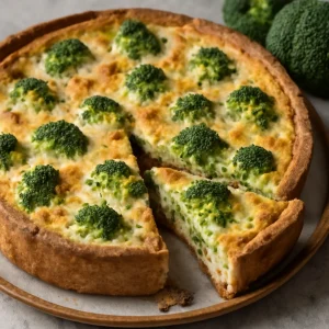 Brokkolis túrós pite, friss zöldségekkel és túróval