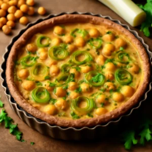 Friss és ínycsiklandó pite, csicseriborsóval és póréhagymával