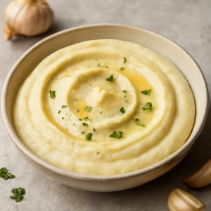 Egészséges, krémes csicsóka püré tálalva