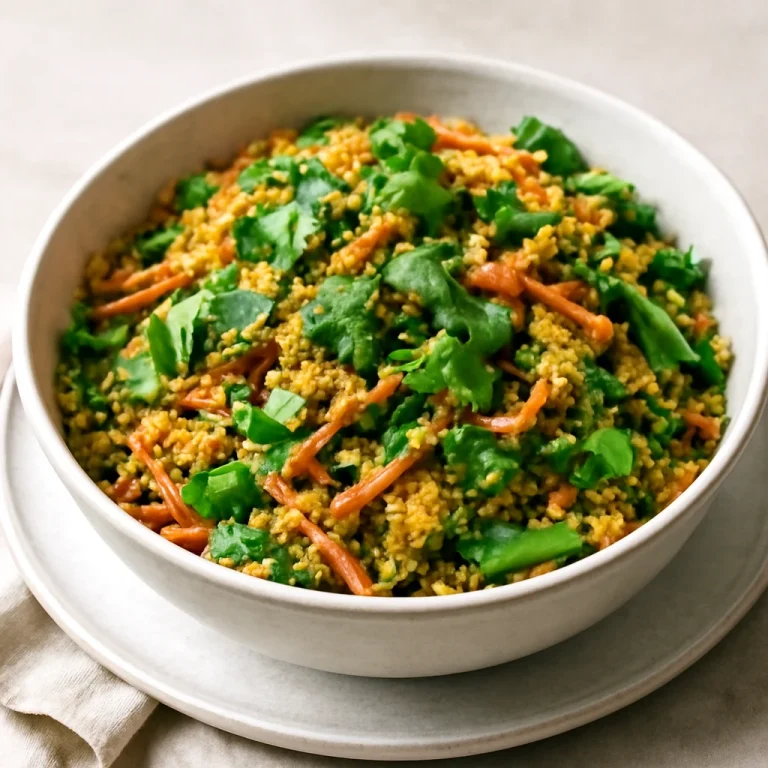 Prebiotikus fűszeres quinoa saláta friss korianderrel és zöldségekkel tálalva