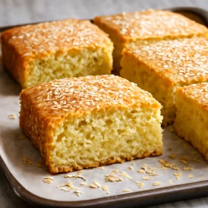 Kókuszos quinoa sütemény szeletelve, frissen sült