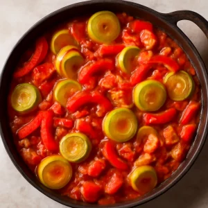 Friss póréhagyma, paprika és paradicsom egy ínycsiklandó lecsóban