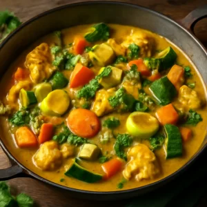 Egészséges, fűszeres curry póréhagymával és friss korianderrel