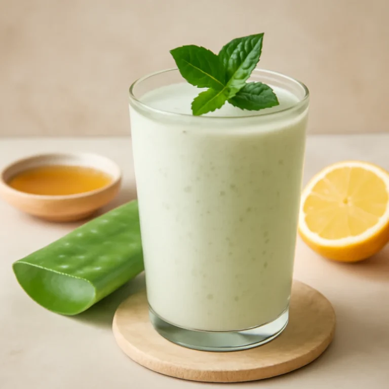 Probiotikus Aloe Vera Kefir díszítve friss mentával