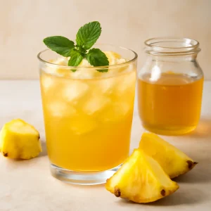 Friss, probiotikus ananász kombucha egészséges ital