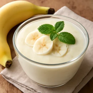 Frissítő, probiotikus joghurt banánnal és mentával