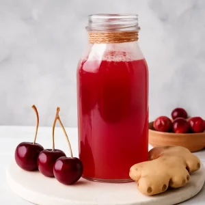 Friss és egészséges cseresznye kombucha probiotikus kultúrával