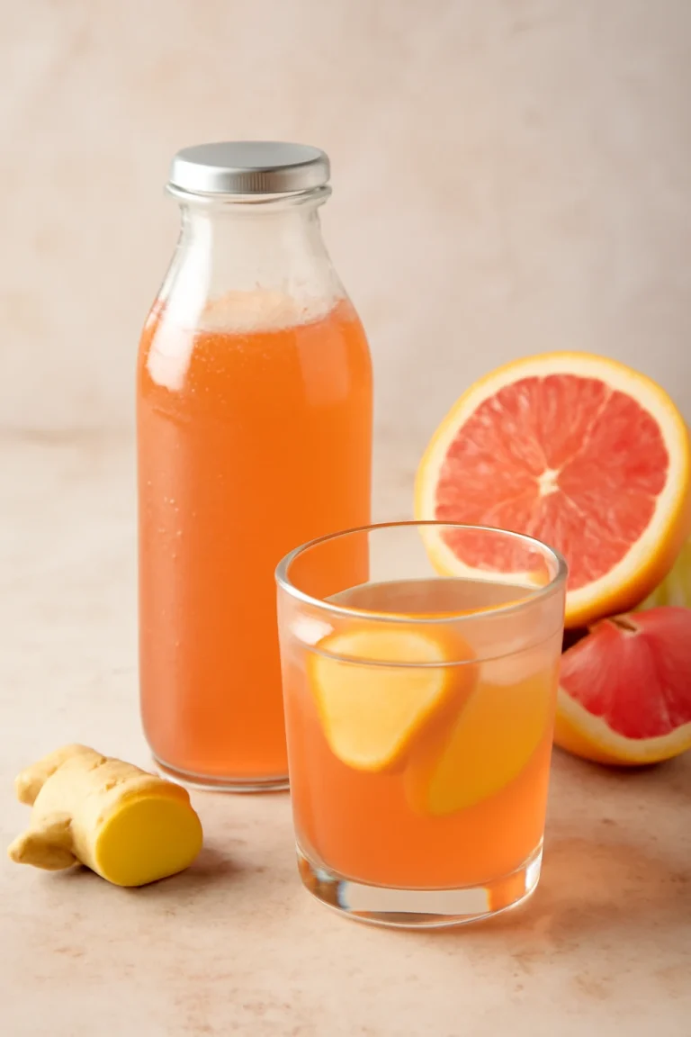 Probiotikus grapefruit kombucha, friss citrusos ízzel, szűrve és palackozva