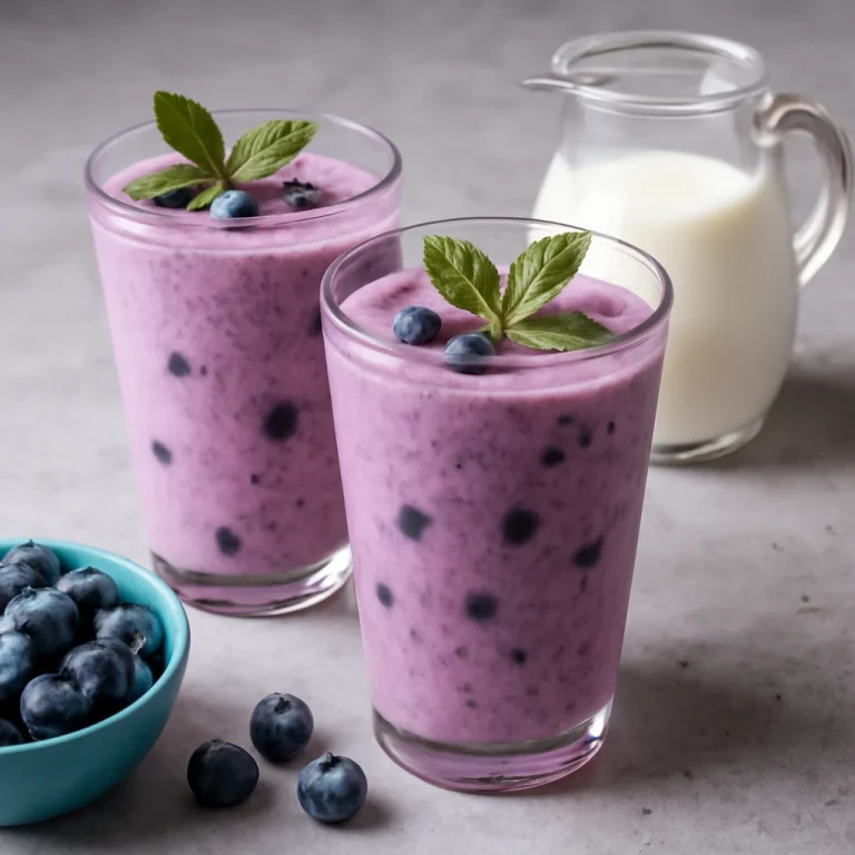 Probiotikus kékszőlő kefir mentával díszítve pohárban