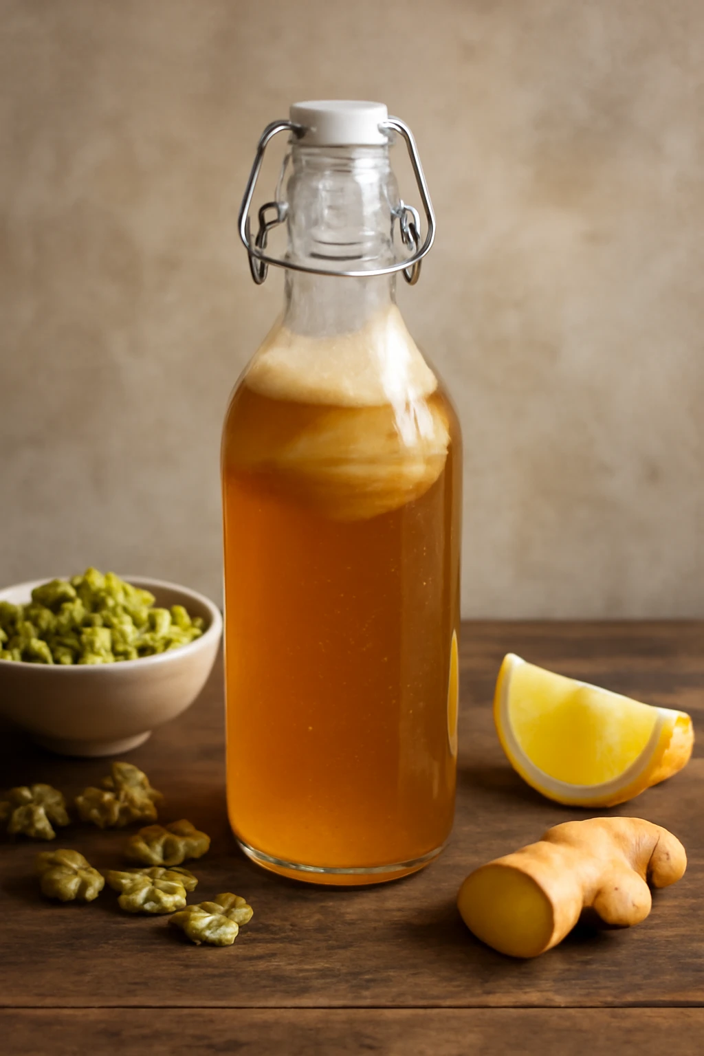 FrissÃ­tÅ komlÃ³ kombucha, Ã­zesÃ­tve citruslÃ©vel Ã©s gyÃ¶mbÃ©rrel