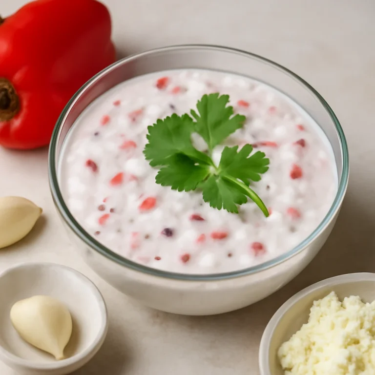 Probiotikus paprikás-túrós kefir frissen tálalva