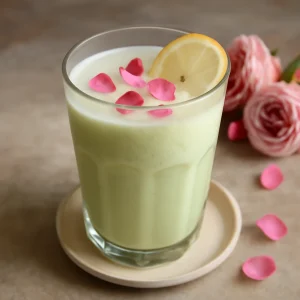 Frissítő, probiotikus kefir, zöld teával és rózsavízzel