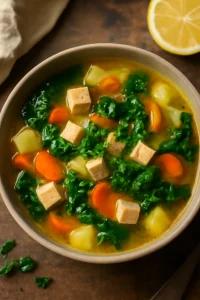 Vegán psarosoupa tofuval és zöldségekkel
