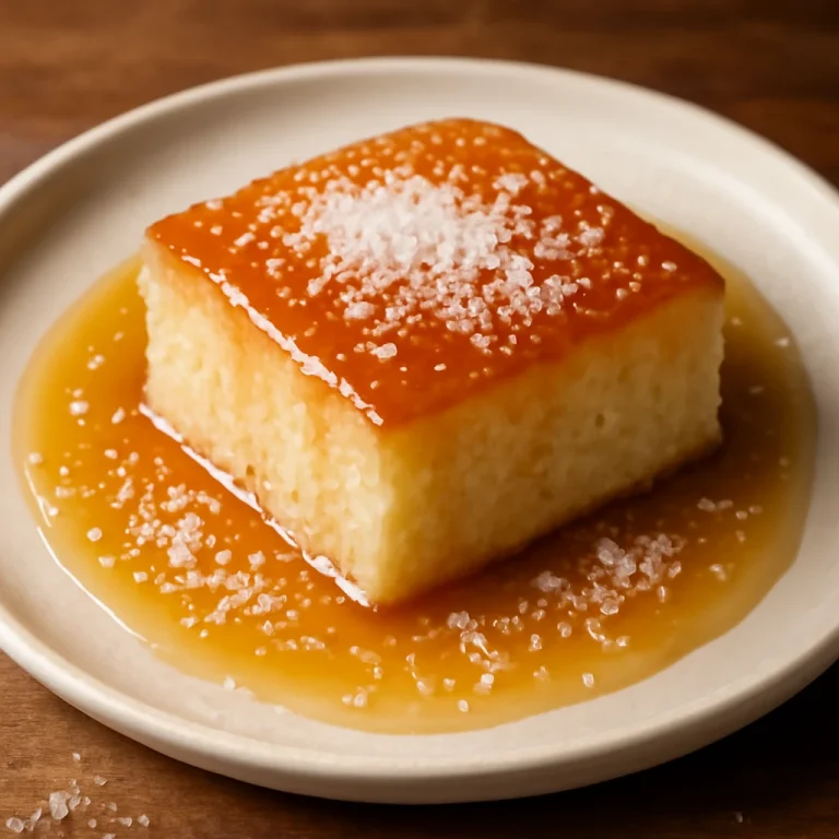 Queijadinha com calda de açúcar, friss és gazdag kókuszos sütemény