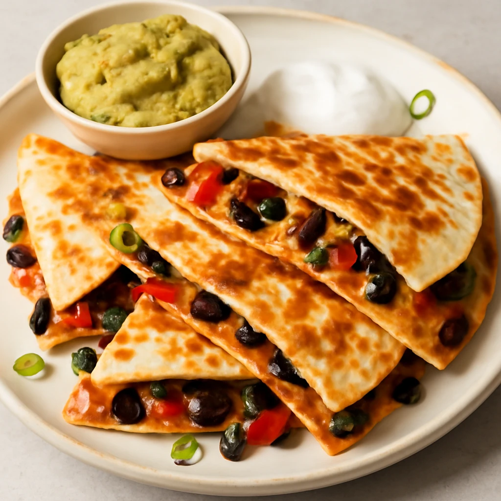 Fűszeres babos quesadilla, sajttal és zöldségekkel