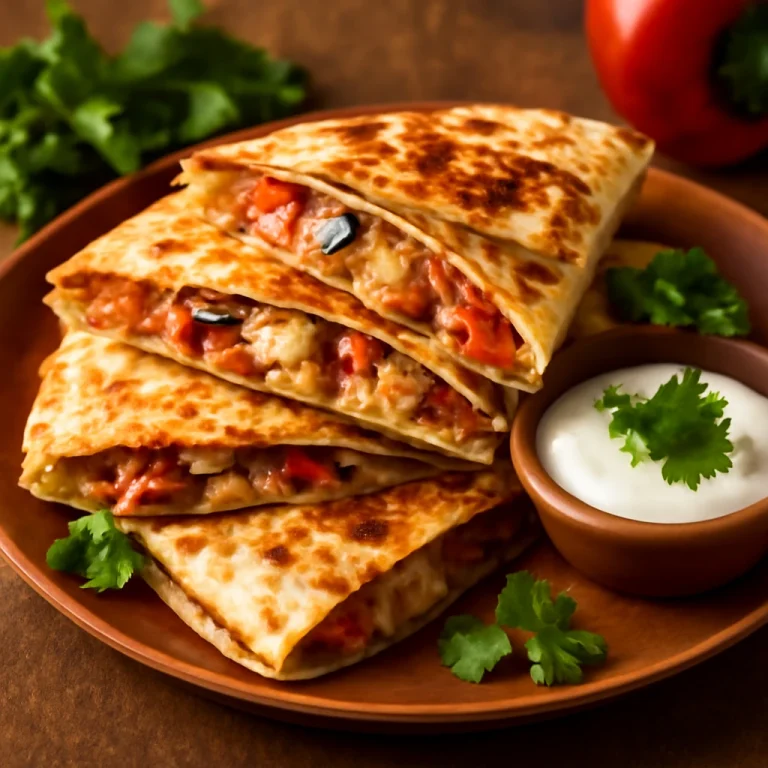 Quesadilla csirkével frissen tálalva