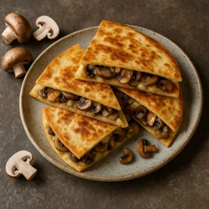 Sajttal és pirított gombával töltött tortilla