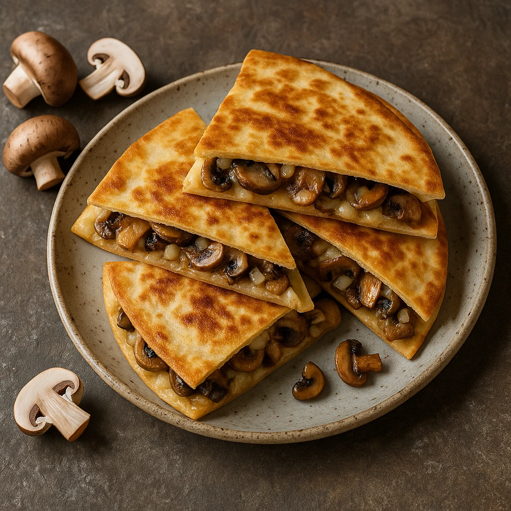 Sajttal Ã©s pirÃ­tott gombÃ¡val tÃ¶ltÃ¶tt tortilla