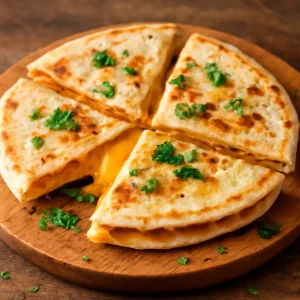 Ropogós quesadilla sajttal és friss korianderrel