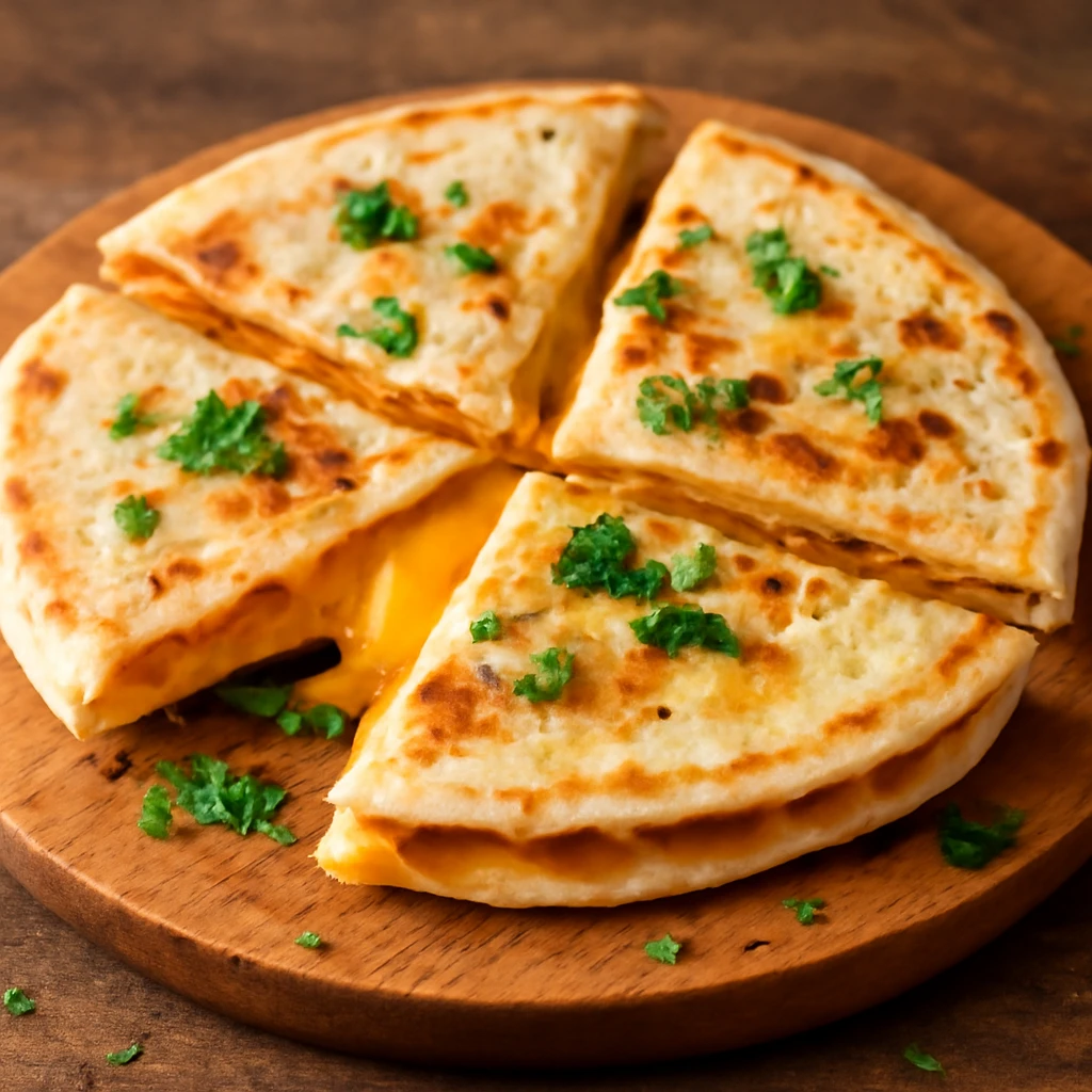 Ropogós quesadilla sajttal és friss korianderrel