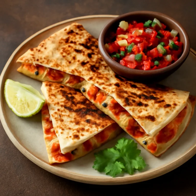 Quesadilla salsával, csirkehússal és sajttal