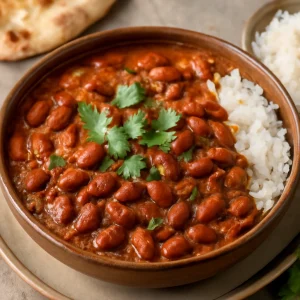 Indiai Rajma Dal vörös bab étel, friss korianderrel tálalva