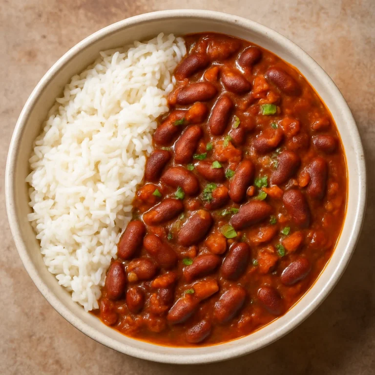 Rajma chawal, indiai vörösbab curry tálalva basmati rizzsel egy tálban