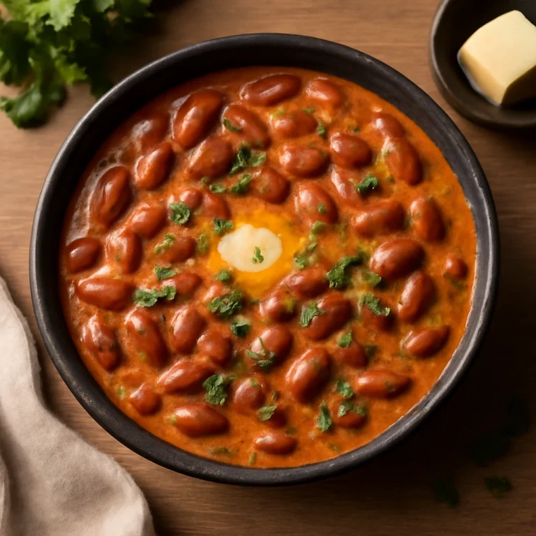 Rajma vajjal, egy gazdag fűszeres bab leves kókusztejjel és vajjal