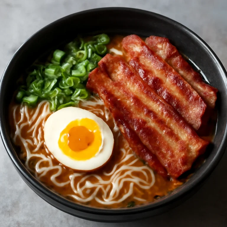 Ramen tál sült szalonnával, tojással és zöldhagymával