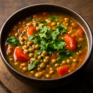 Indiai rasam leves mungóbabbal, tamarind pasztával és korianderrel