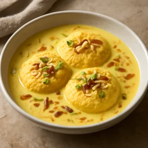 Finom Rasmalai sáfránnyal, indiai fűszeres édesség