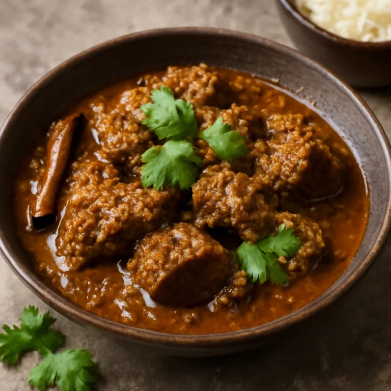 Rendang Tok tálalva, gazdag, krémes maláj étel kókusztejjel és fűszerekkel