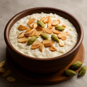 Indiai rizs kheer rÃ³zsavizes Ã©s kardamomos Ã­zesÃ­tÃ©ssel