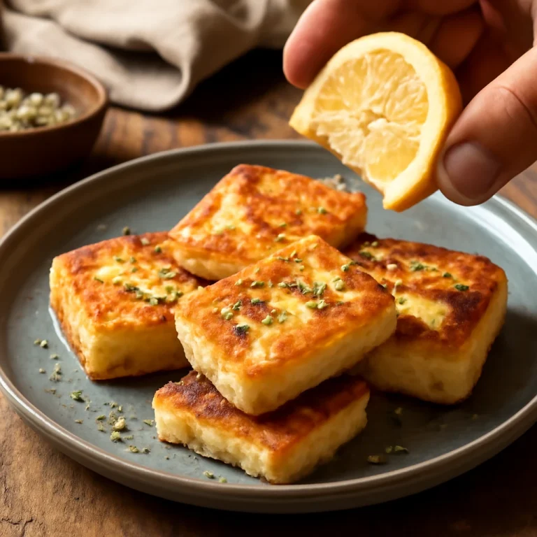Saganaki feta sajt citromlével meglocsolva, aranybarna sajt