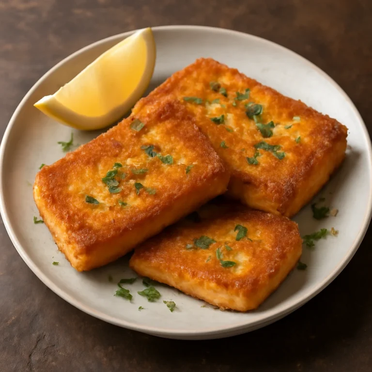 Saganaki gluténmentes panírral, ropogós feta sajttal tálalva