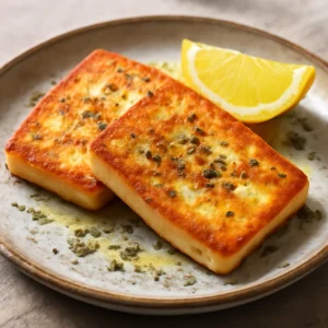 Sült halloumi sajt citrommal és oregánóval