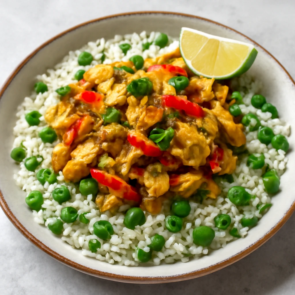 Karibi saltfish rizs és borsó körettel
