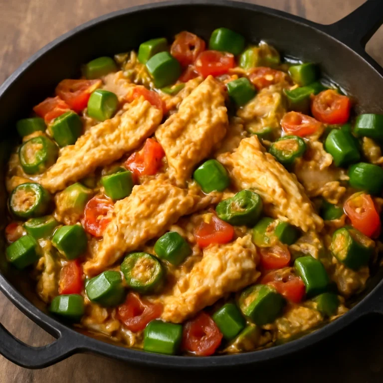 Saltfish okrával és káposztával tálalva
