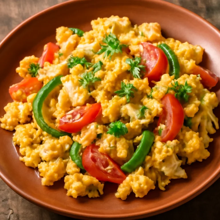 Saltfish rántottával, szaftos tojásos hal zöldségekkel tálalva