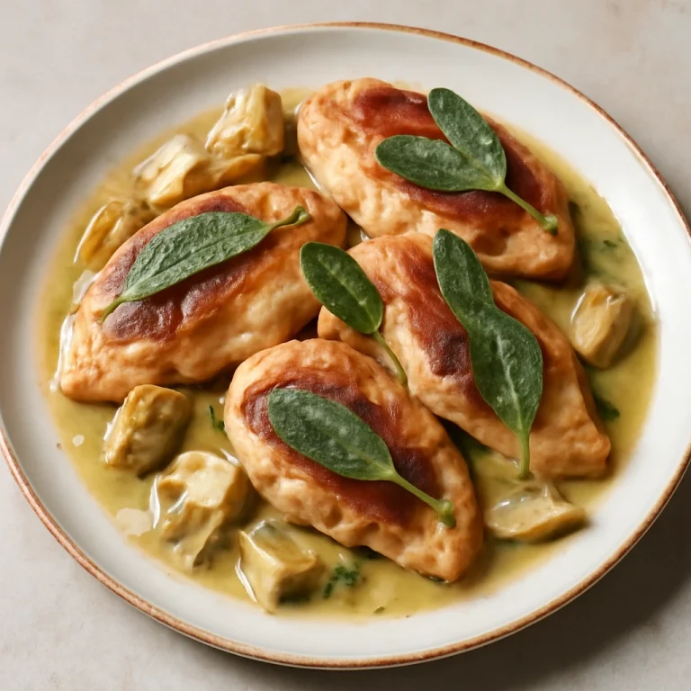 Saltimbocca articsókával tálalva, friss zsályával