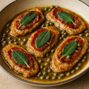 Borjúszelet kapribogyóval és fehérboros szósszal