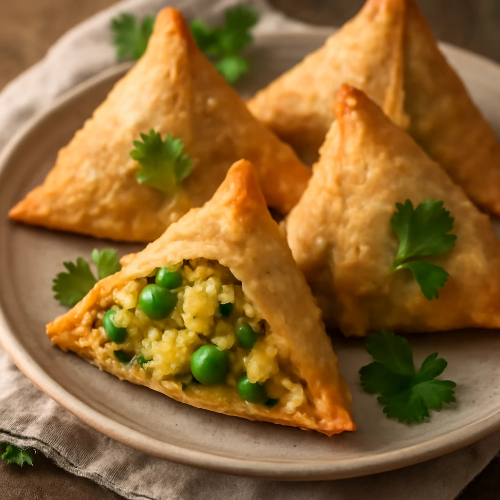Friss, ropogós samosa, gazdag zöldséges töltelékkel