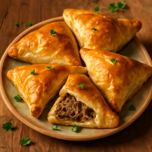Ropogós samsa marhahússal, leveles tésztában