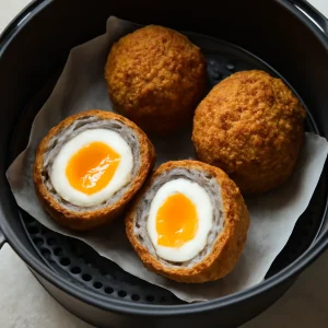 Scotch egg kívül ropogós, belül puha és tojásos